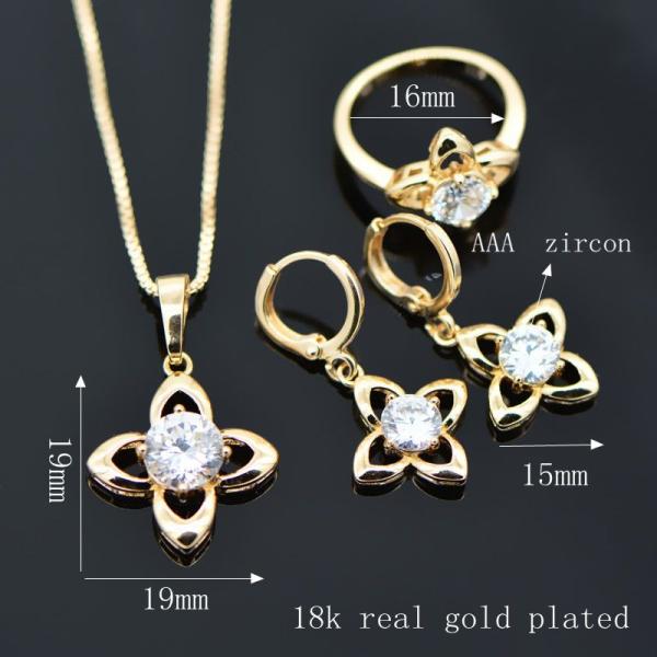 New Trendy Jewelry Set Women Party Gift 18K Real Gold Plated white zircon Crystal Necklace