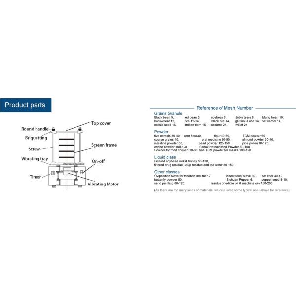 Vertical Vibrating Motor Multilayer Particle Size Analysis Sieve Shaker 200mm 300mm