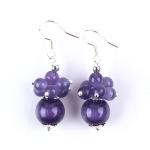 8MM Purple Cat Eye Handmade DIY Bead Dangle Flower Earring Unique Design Earring