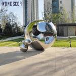 Large Outdoor Garden Mirror Polished Forged Metal Sculpture Hollow Sphere