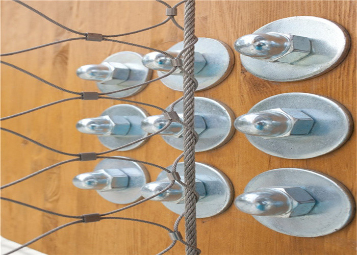 Corrosion Resistant Stainless Steel Wire Rope Fence / 80mm Woven Wire Mesh Balustrade