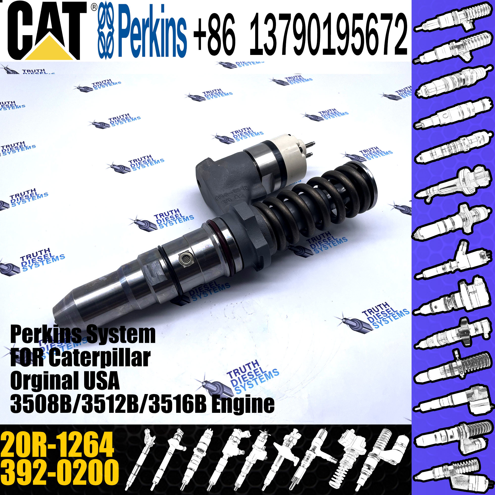 CAT 3508 3512 3516 3524 Engines Diesel Fuel Injector 3920200 20R-1264 20R1264 392-0200 for Caterpillar