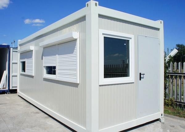 Quality White Color Flat Pack Container House With Roller Shutter Window For Holiday for sale