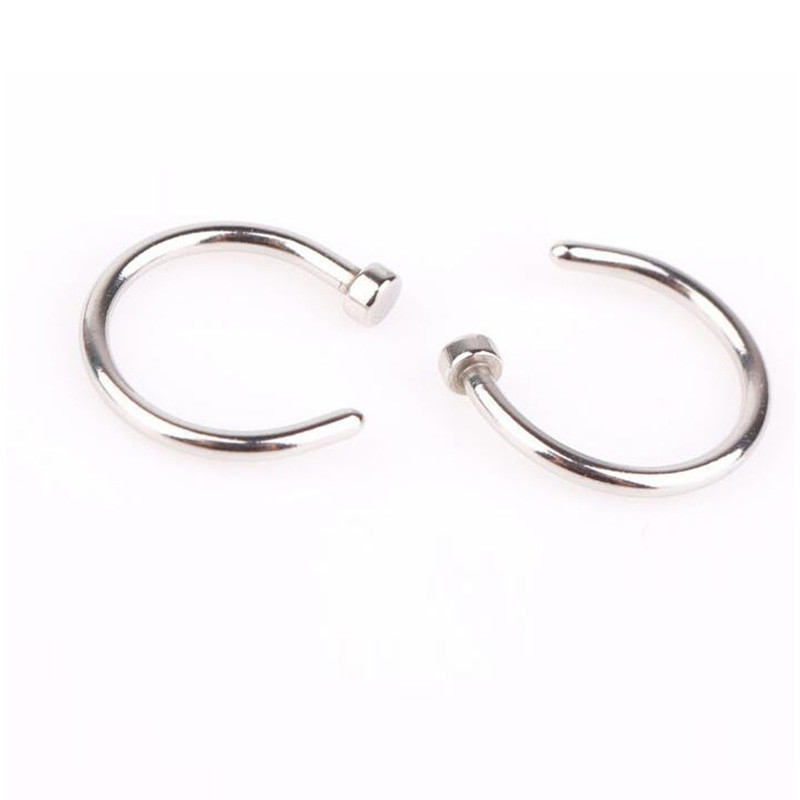 Women Stainless Steel Nostril Nose Hoop Stud Ring Clip On Nose Body Jewelry Fake Piercing Jewelry 6 8 10 12mm