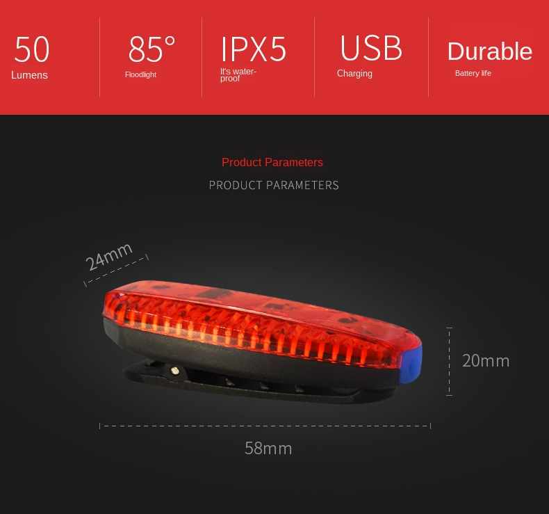 New Arrival Night Safety Alarm Usb Bike Tail Light Headlamp Mountain Bike Taillight