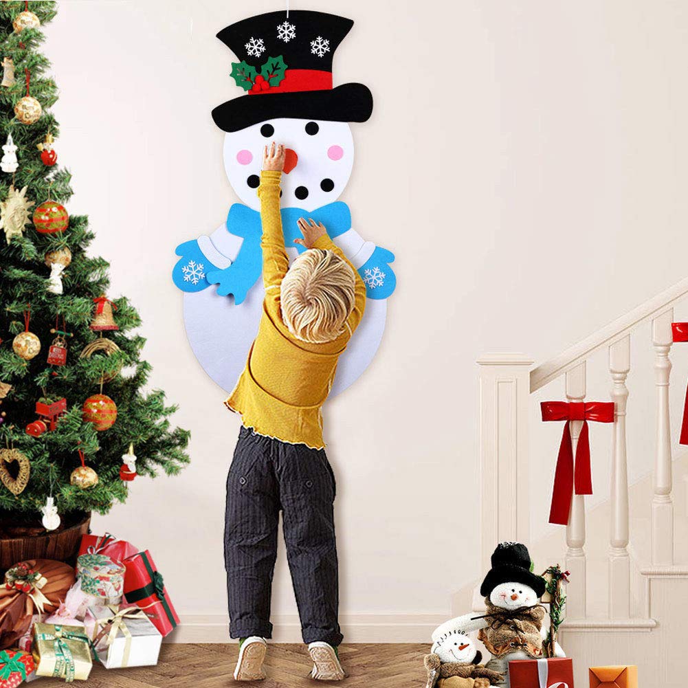 Wall Hanging Felt Christmas Snowman With Detachable Ornaments Xmas Gifts