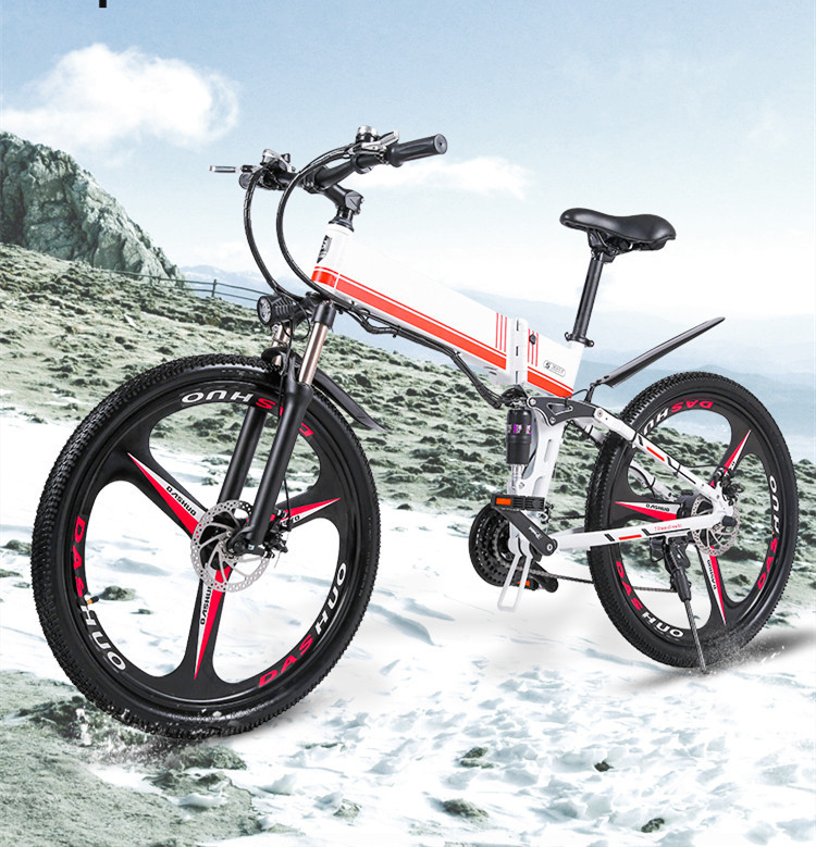 12.8AH Lithium Battery Full Suspension 48V 350W Aluminium Alloy Electric Mountain Bicycle