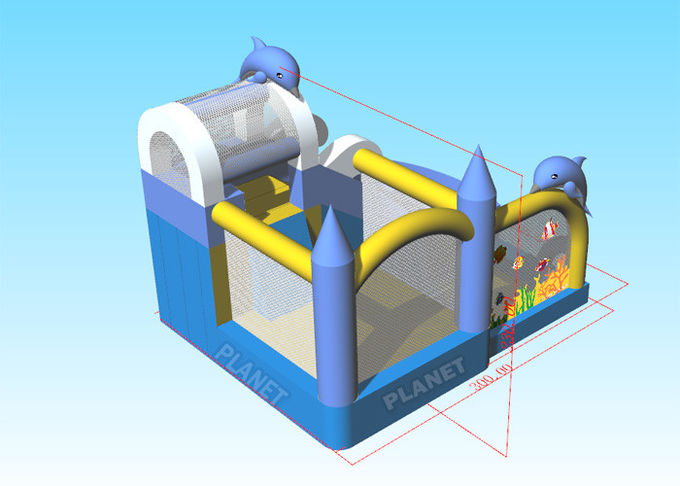 CYMK Children Inflatable Bounce House Dolphin Slide Jumping Castle
