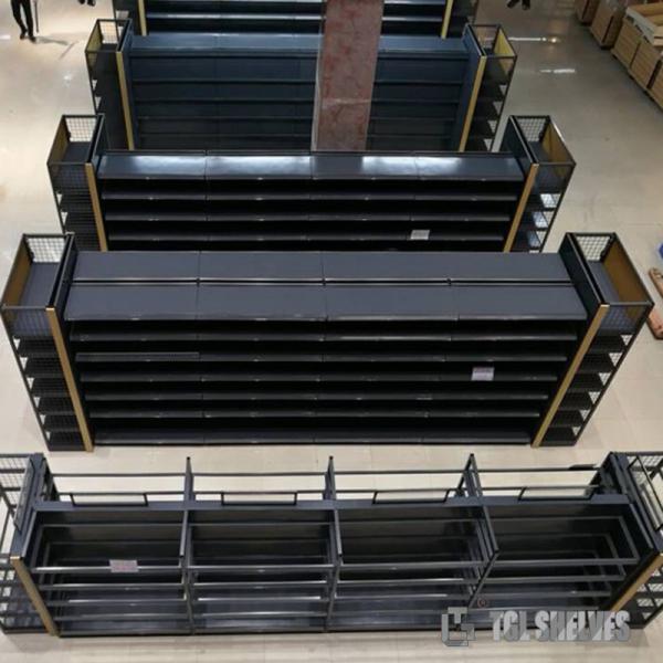 Multi Layers Metal Gondola Shelving , Double Sided Gondola Shelving CE