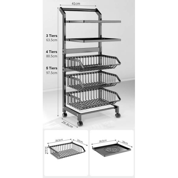 Multifunctional Freestanding Kitchen Rack , Floor Standing Vegetable Rack Multi Layer