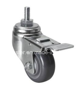 Wholesale Zinc Plated 5043-75 Edl Medium 3&quot; 130kg Threaded Brake PU Caster for Industrial Vehicles from china suppliers