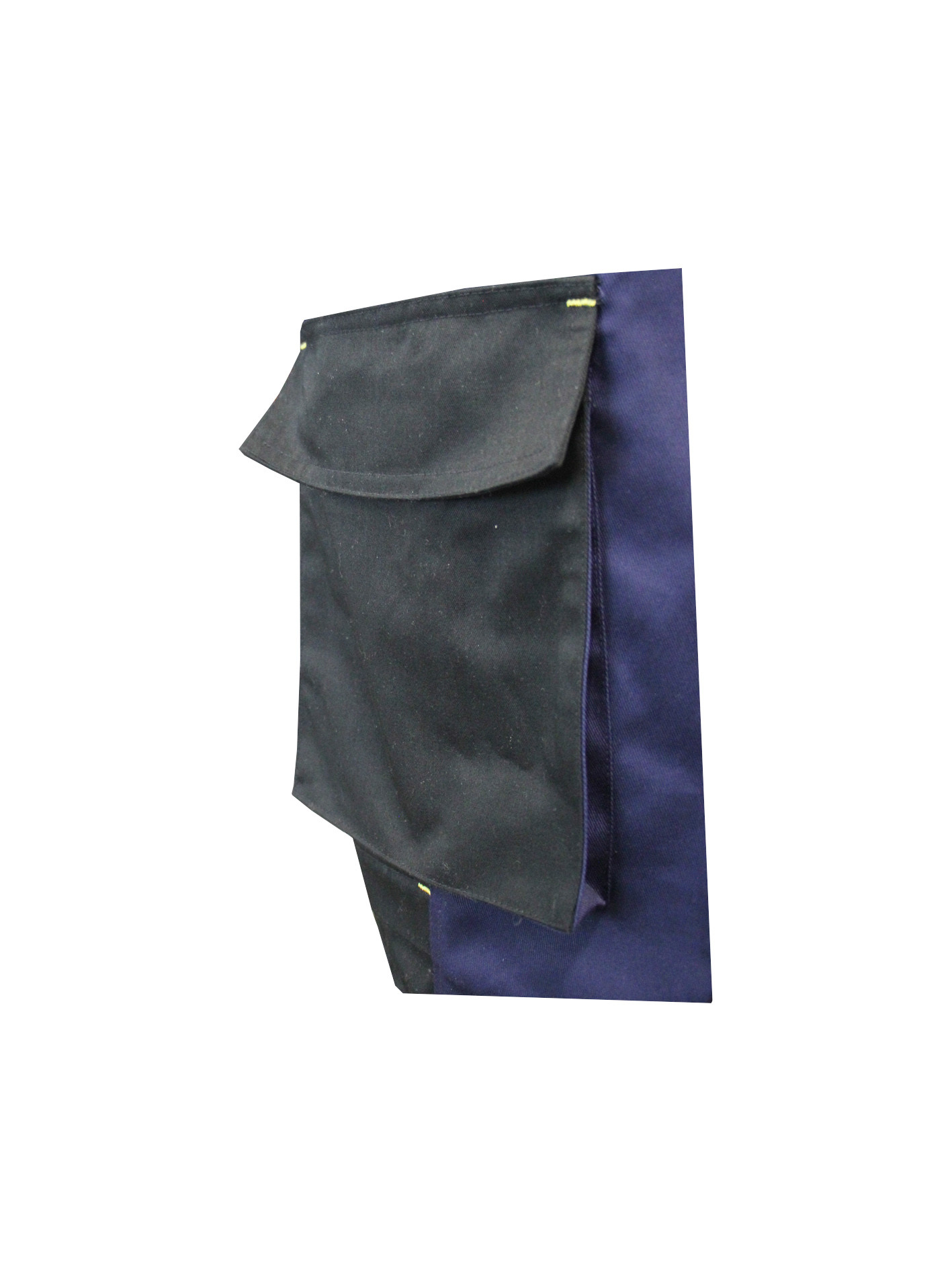 340 GSM 100% Cotton Black Contrast Navy Work Pants With Bellow Pockets Zipper Velcros