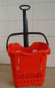 Wholesale Plastic Telescope Supermarket Rolling Shopping Basket With 2 PU Wheels from china suppliers