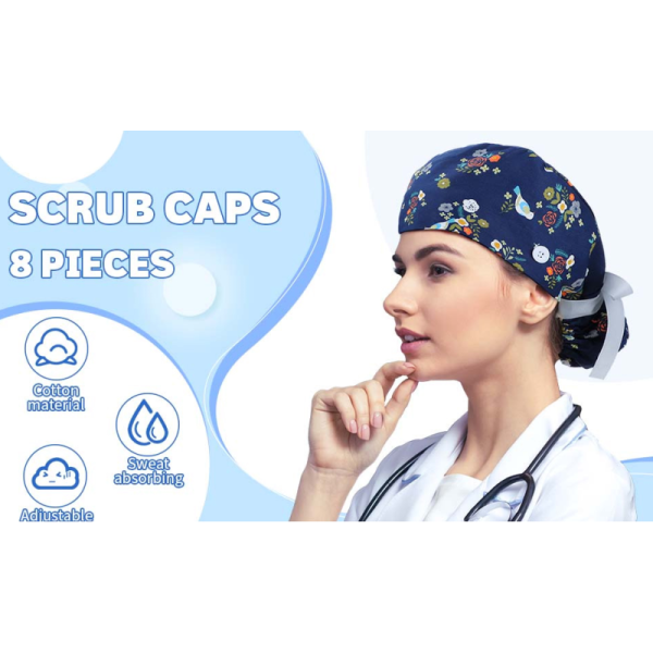 Hubei Haixin Scrub Cap Cotton Surgical Cap Unisex Doctor Cap Women Working Hat ISO 13485 CE