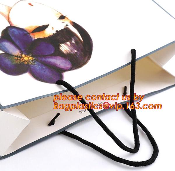 Recycle eco friendly Brown flat bottom shopping kraft paper bag With Paper
