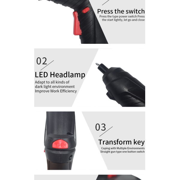 Compact USB-Charging Foldable Electric Screwdriver Quick Industrial Screw Drivers for Door/Window Installation Battery