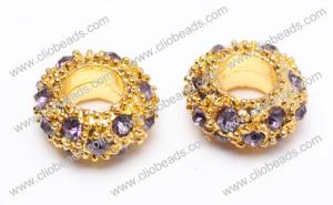 Wholesale Large Hole Crystal Pave Alloy Rondelles Elegant AL16120 Jewelry Beads Findings from china suppliers