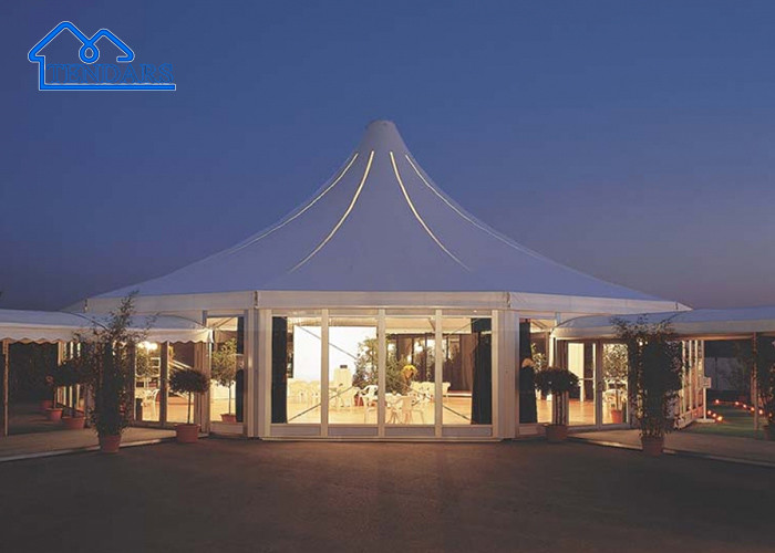 Aluminum Frame White Waterproof Pvc Pagoda Tents With Clear Glass Wall For Wedding Party Exhibition Event