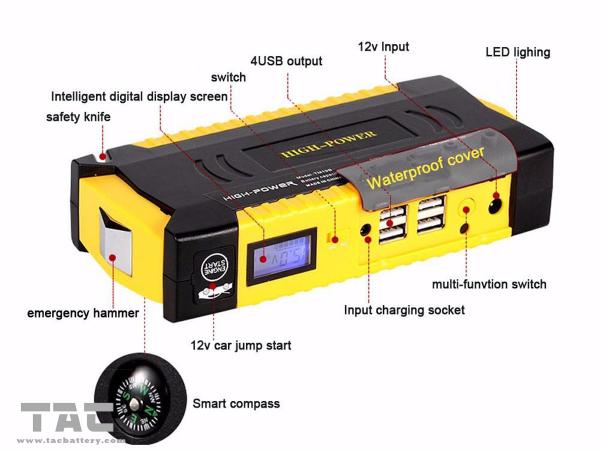 Life Saving Hammer Pocket car jump starter portable 5V Output , vehicle jump