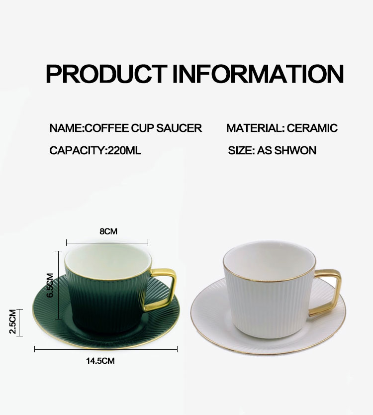 European Style Striped Ceramic Coffee Cup Afternoon Tea Set With Spoon And Saucer ceramic coffee tea cups saucers set