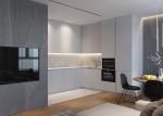 Solid Ash Wood Luxury Kitchen Cabinets Light Brown Cabinet For Apartment Use