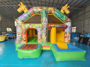 Wholesale Small Indoor Bounce House Full Printing Giraffe Cartoon Animal Park Castle With Silde Combo from china suppliers