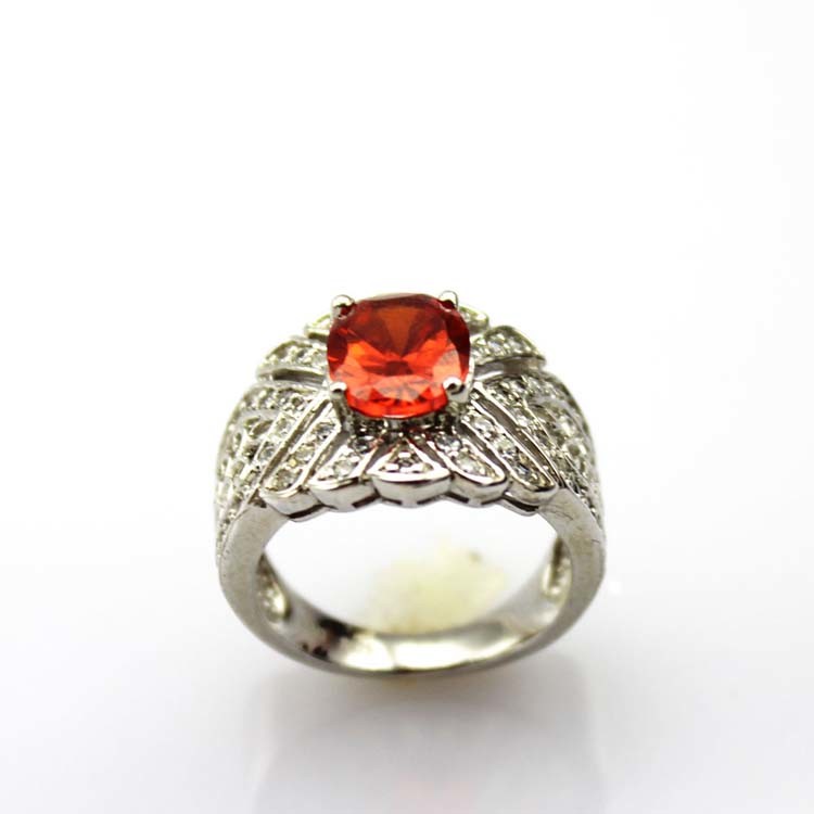 Solid 925 Silver Ring with 7x9mm Oval Created Amethyst Cubic Zirconia(JY037)