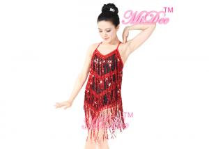 Wholesale ODM Latin Dance Costumes Girl Sequin Tassels Red Dress Ballroom Dancing Dresses from china suppliers