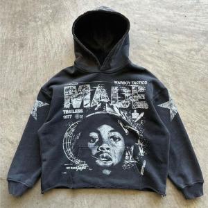 Wholesale Direct To Garment Printed Hoodies Cropped Hoodie Men French Terry Flocking Embroidery Acid Wash from china suppliers