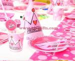 Princess Crown Theme cup plate horn knife napkin tblecover for Kids Birthday