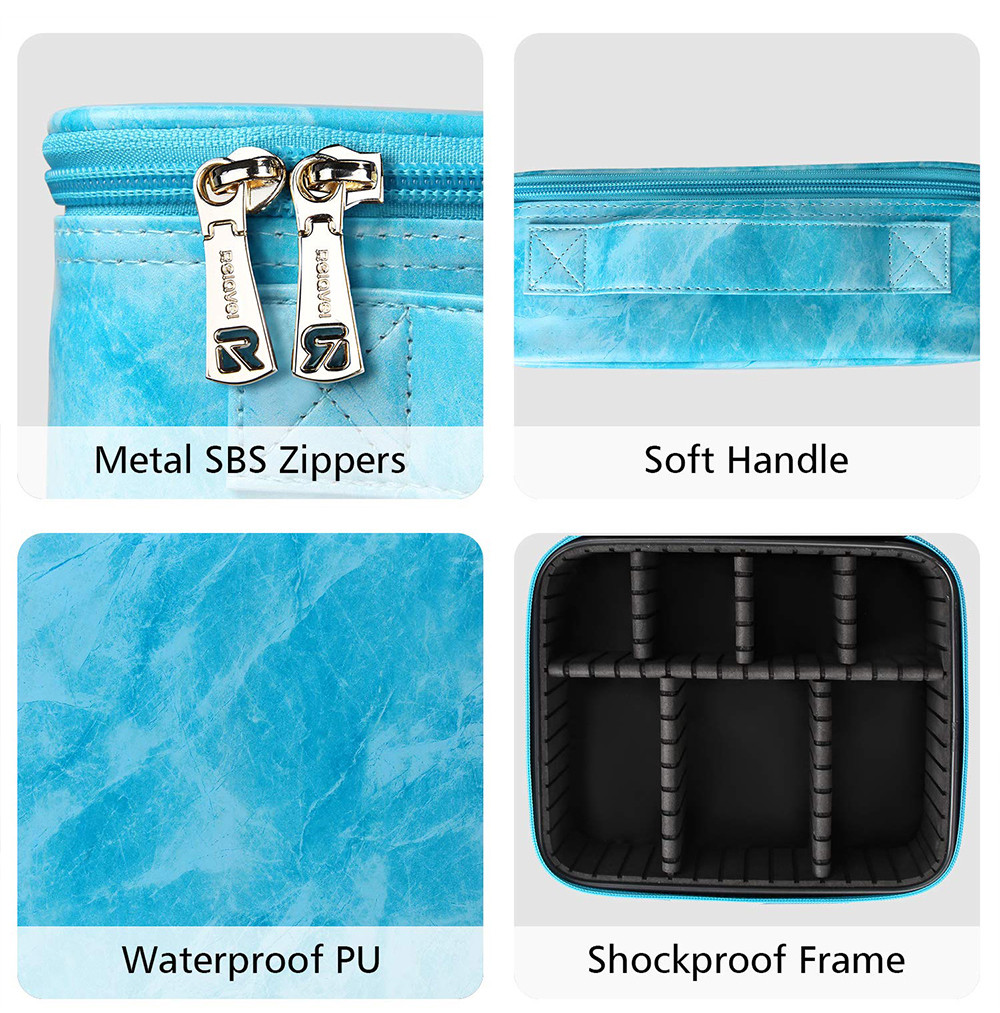 Versatile Marble Adjustable Dividers Travel Train Case For Cosmetics