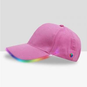 China Fiber Optic Illuminated Light Up Baseball Hat , Short Eaves Led Party Hats on sale