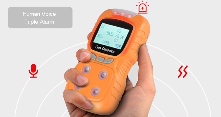 4 In 1 EX CO H2S O2 Gas Detector , Portable Multi Gas Analyzer Sound Light