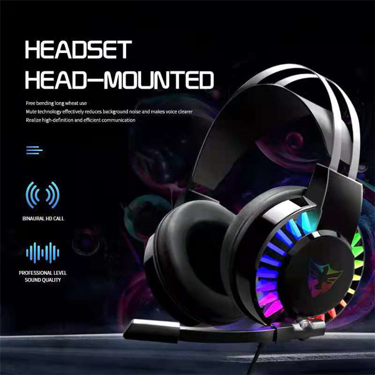 Headset Style Wired Gaming Earphones Wired Gaming Earbuds With LED Light