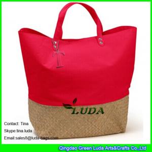 Wholesale LUDA natural seagrass straw beach tote bags red large handbags for sale from china suppliers
