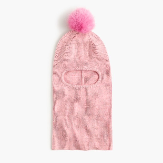 Girls Balaclava Knitted Pom Pom Hat Woollen Blended Yarn Type Multi Color