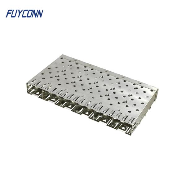 6 Port SFP+ Cage with Light Pipe Press-Fit Termination 1x6