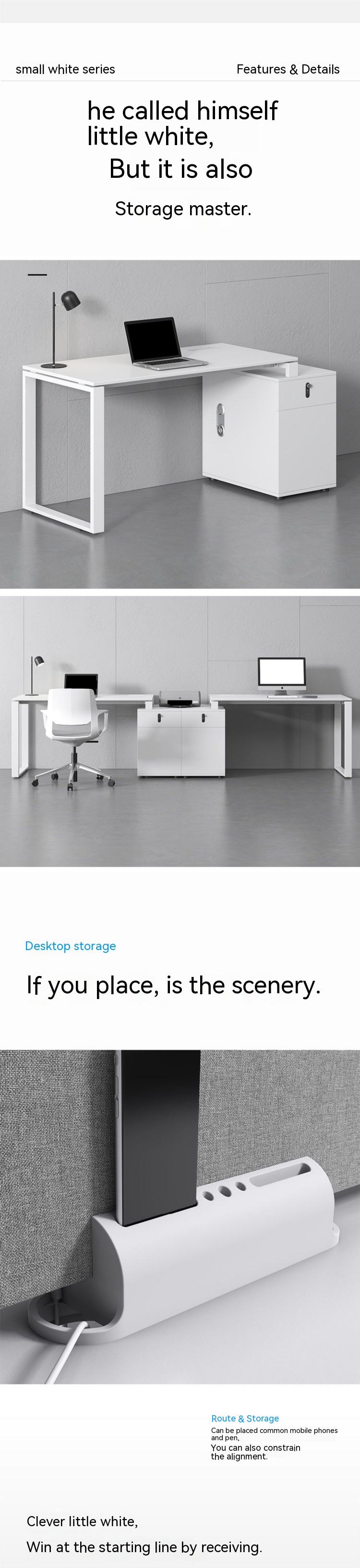 Office Furniture White Simple Computer Desk for 6 People in Business Premises