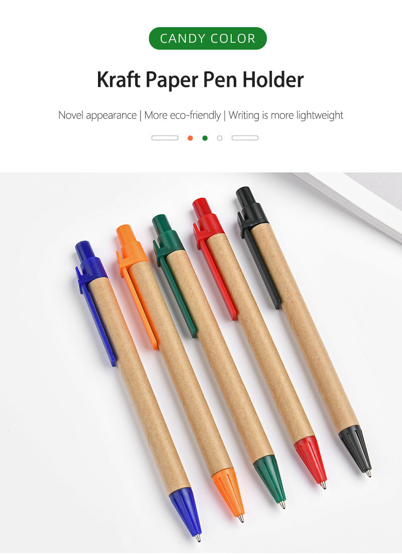 Kraft Paper Creative Ball Pen Eco Friendly Recyclable Customized Ball Point Pens