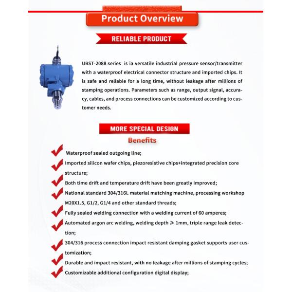 UNIVO UBST-2088 The Ultimate Pressure Sensor for Liquid Level Measurement Customized