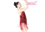 ODM Latin Dance Costumes Girl Sequin Tassels Red Dress Ballroom Dancing Dresses