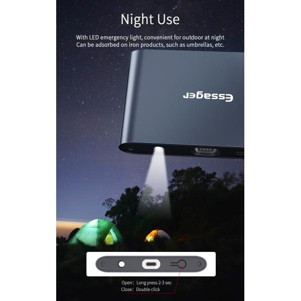 Mini Charger Power Banks 1320mAh Micro USB C LED Emergency Magnetic Power Bank