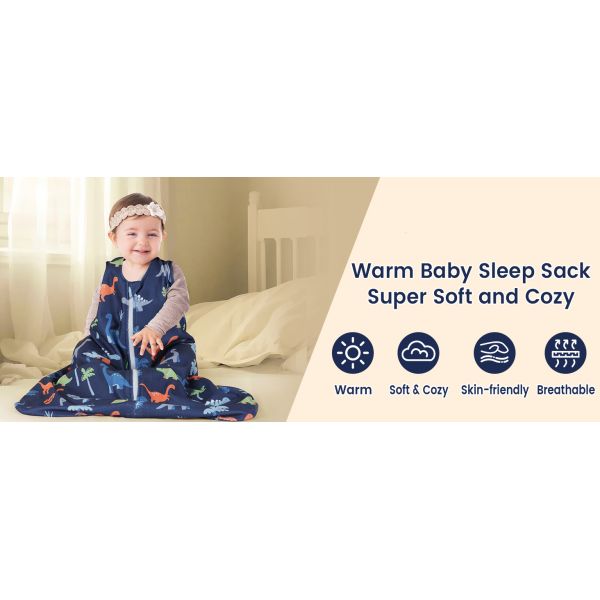 2 Pack Micro-Fleece Baby Sleep Sack with 2-Way Zipper - Comfortable Wearable Blanket for Safe and Warm Sleep