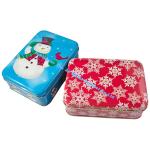 Popular Christmas Tin Box Holiday Gift Tins with Handle Christmas Candy Tins 0