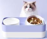 Elevated Neck Guard Cat Food Dispenser With Leak Proof Fence