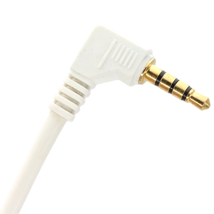 Custom White Gold Connector Male To Male Right Angle 3.5mm Jack TRRS Plug Stereo Audio Cable