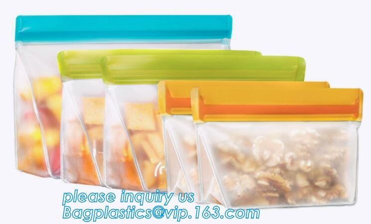 Food Grade Leakproof Fresh Large Zipper Freezer Reusable Silicone Food Preservation Storage Bags With bagplastic