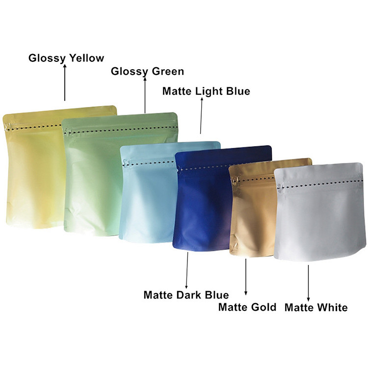 Colorful Mylar Foil Stand Up Pouch Single Zipper Package Recyclable Self Sealing