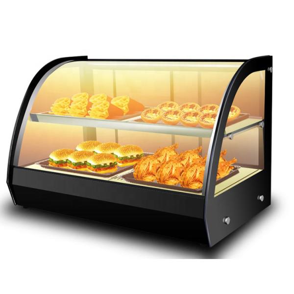 Curved Glass Showcase Electric Industrial Restaurant Snack Shop 2 Layers Hot