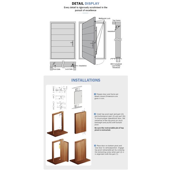 High-performance Durable Modern Aluminum Pivot Door with Waterproof Feature for Villa & Apartment Use Customizable